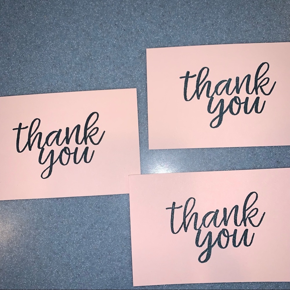 💕NEW! 20 Simple Pink Hand Stamped Thank You Cards - Picture 4 of 13